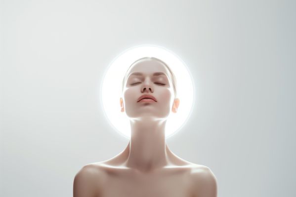 Minimalist Portrait of a Woman With Glowing Light Behind Her Free Image