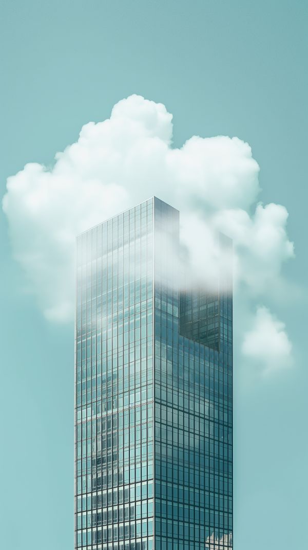 Skyscraper Top in the Clouds Free Image